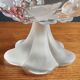 Vintage Frosted Glass Footed Bowl – Relief Decor of Pink Flowers