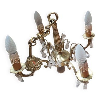 Vintage brass chandelier with tassels