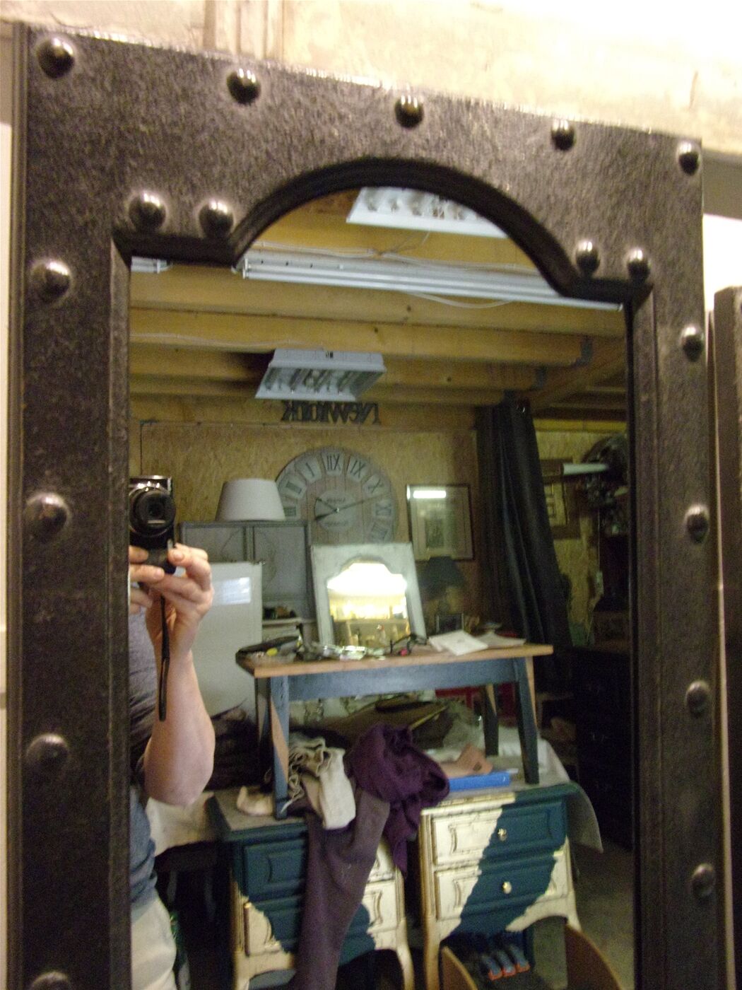 Wooden mirror redesigned industrial style eiffel - 166x44cm