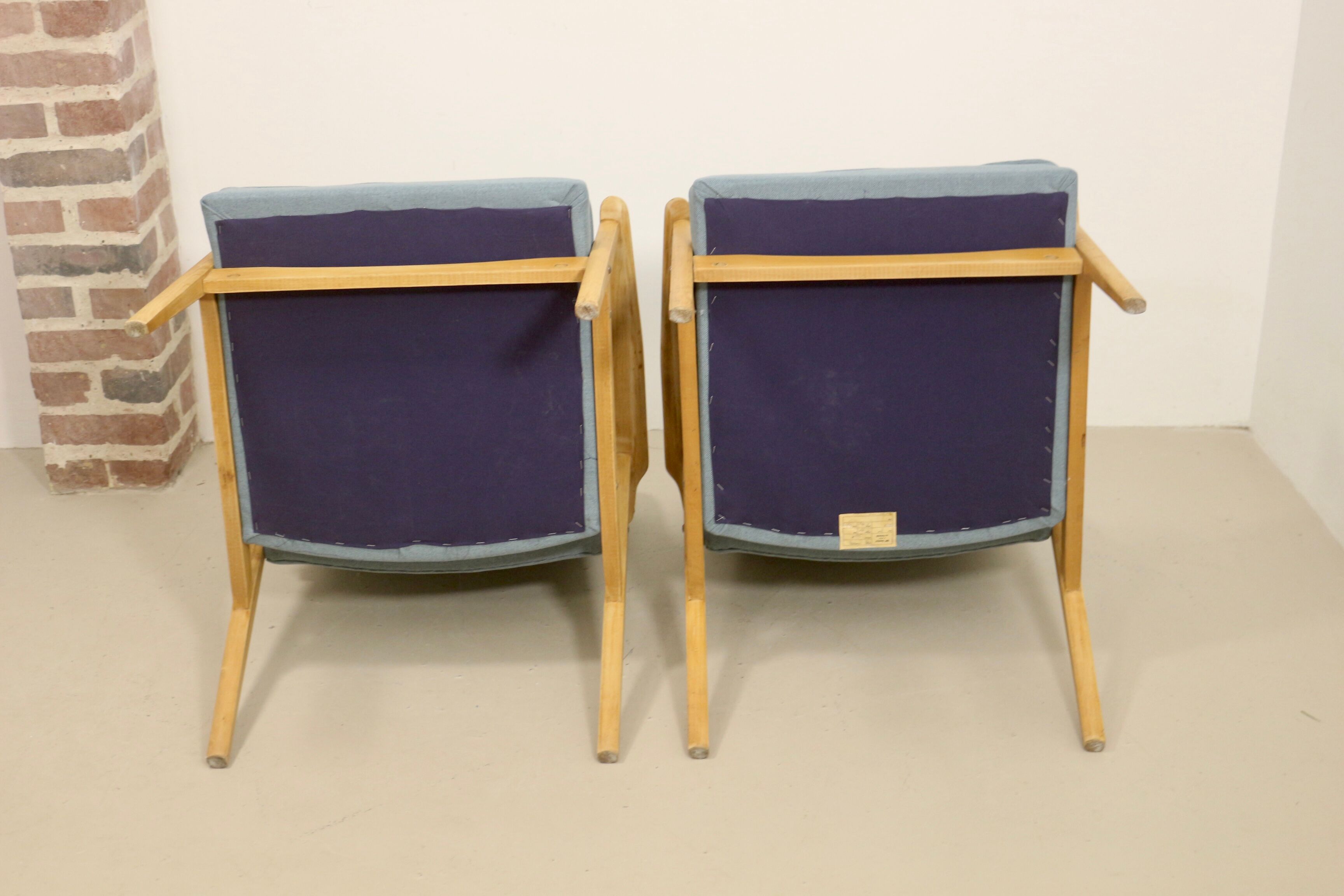 Paire de fauteuils vintage année 60 en hêtre