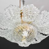 Charming transparent Murano glass leaf ceiling light or chandelier, 1970s