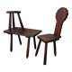 Set table, tabouret et chaise tripode art populaire