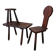 Set table, tabouret et chaise tripode art populaire