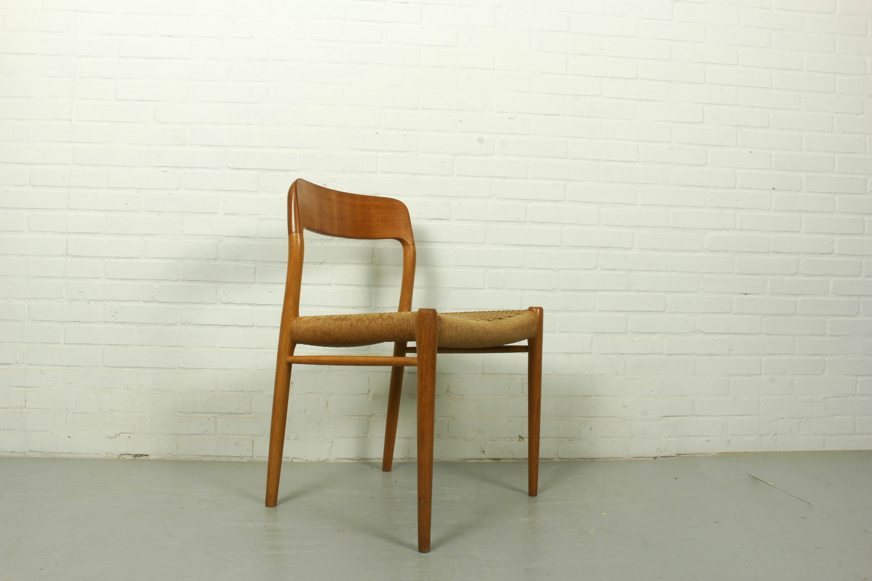 Niels Møller Model 75 oak papercord dining chair for J.L Møller