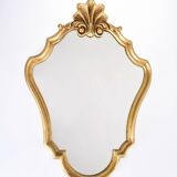 Large old mirror, golden shell, height 70 cm