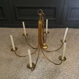 Lustre en métal doré 1960 six feux
