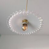 Vintage pendant light in serrated opaline
