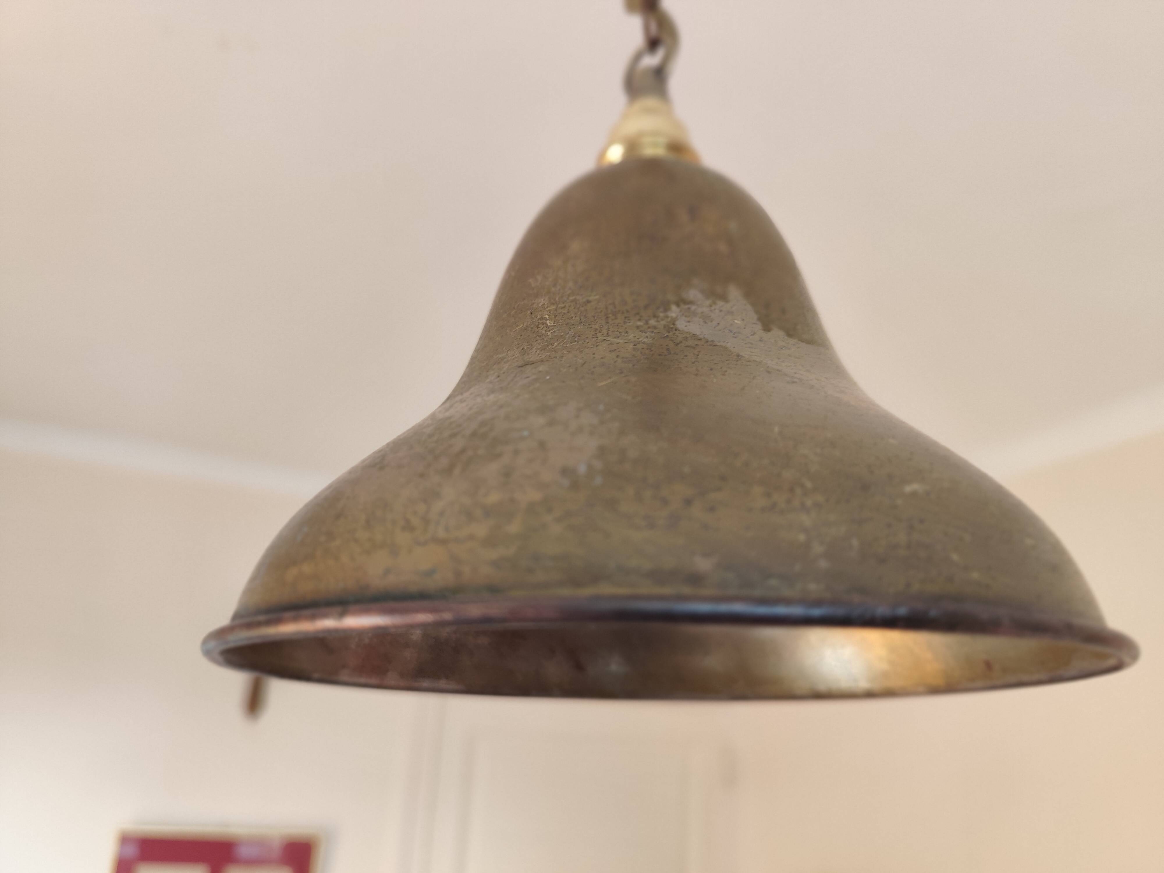 Suspension  abat-jour en laiton - lustre cloche métal bronzé