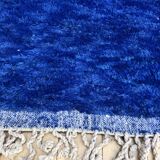 Moroccan Berber carpet Beni Ouarain uni blue 3.3x2.26m