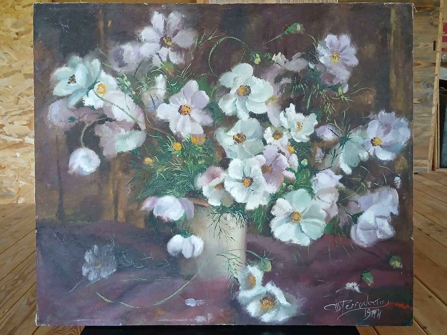 Peinture bouquet de fleurs sur toile 1944