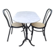 Marble oval veined bistro table + 2 aluminium chairs