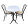 Marble oval veined bistro table + 2 aluminium chairs