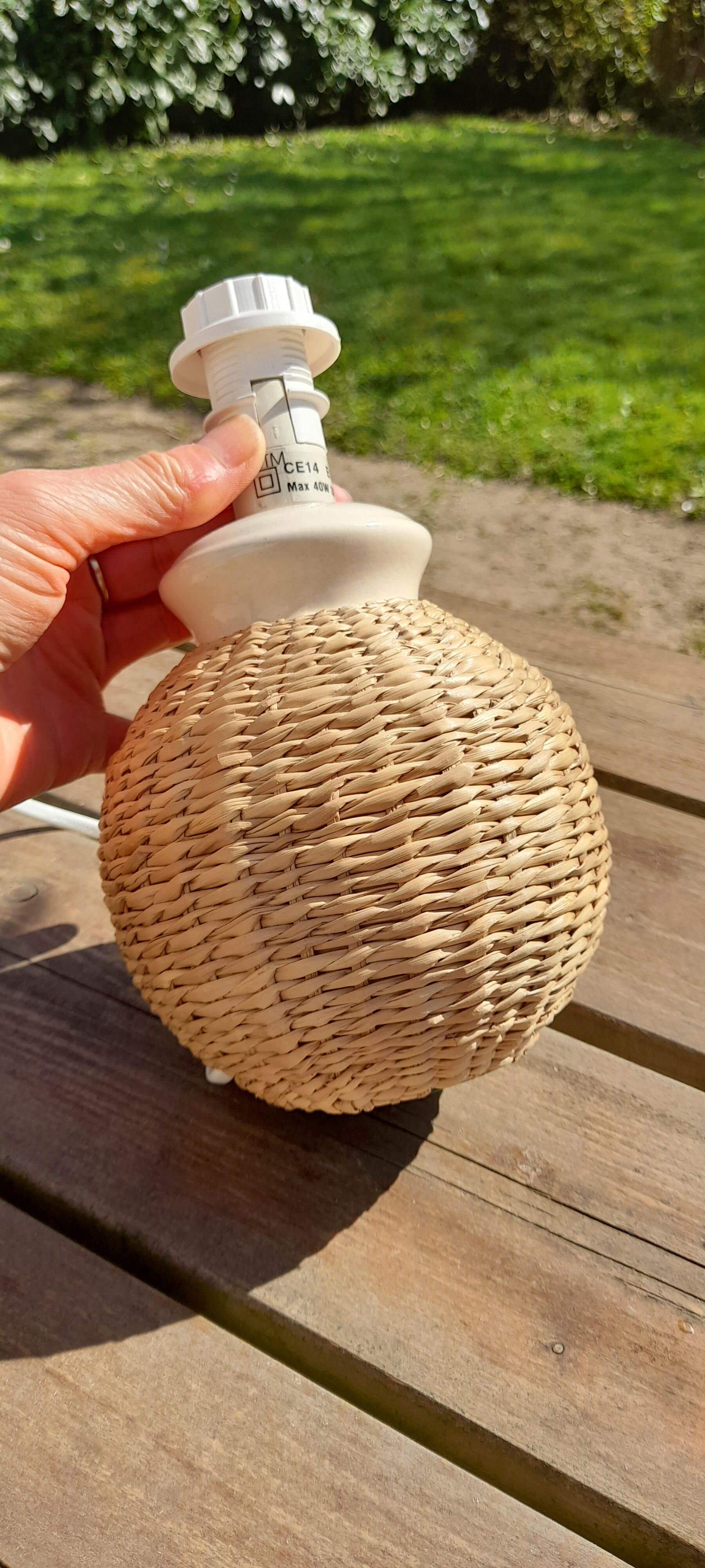 Small lamp to lay foot rattan ball, vintage