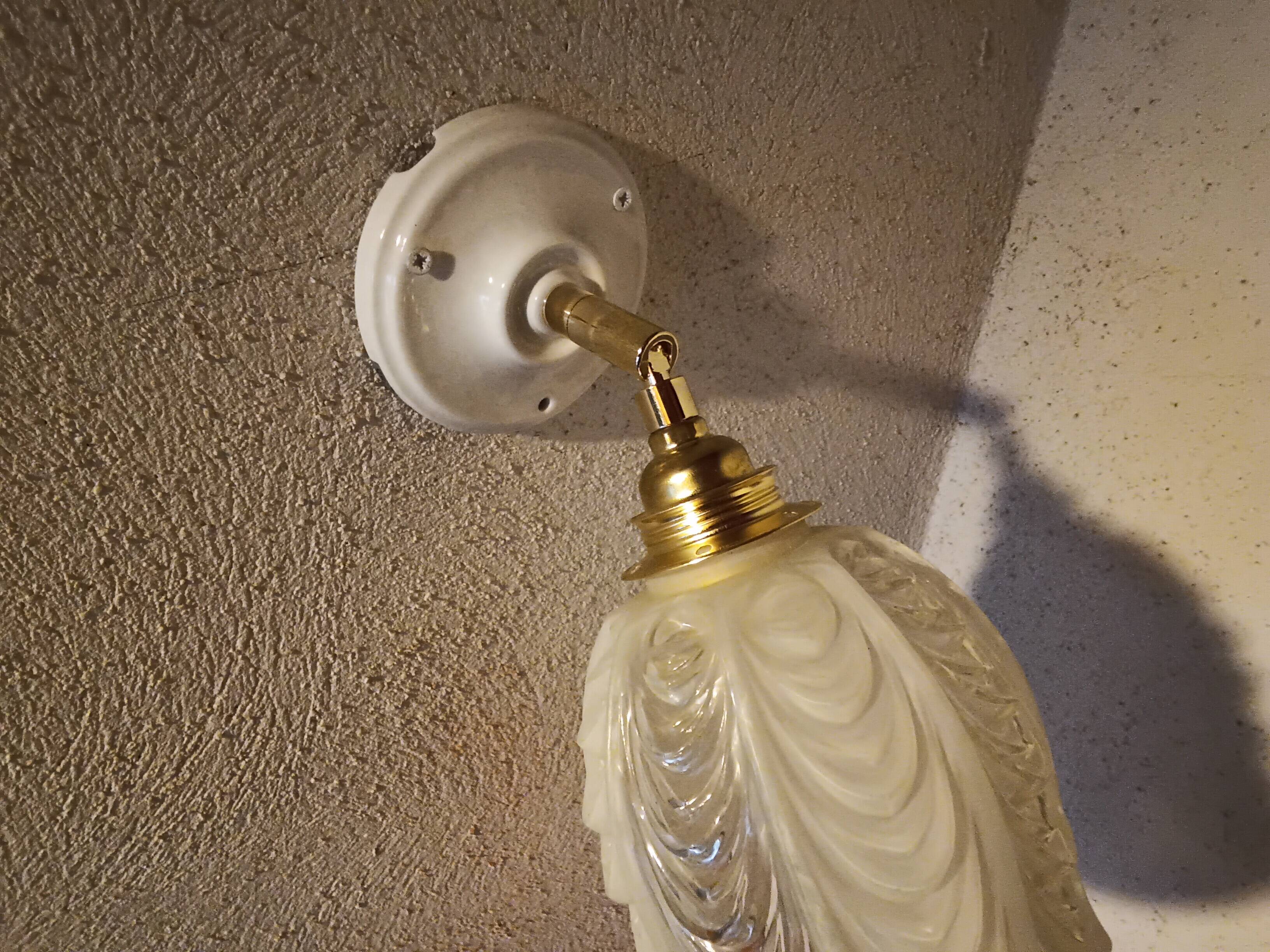 Vintage molded glass wall light