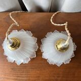 Duo of vintage “tulip” portable lamps