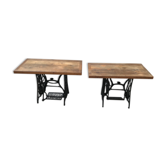 Lot de 2 tables bistrot vintage de 4 couverts