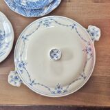 Iron earth soup tureen or vegetable dish bourgeois paris store model vieux lille blue garlands