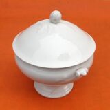 Soupière ancienne   Porcelaine blanche à décor de feuilles de chêne