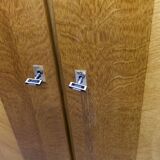 French wardrobe with tapered legs, 3 doors, 1 mirror (27*130), and 1 drawer.