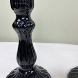 Pair of black opaline candlesticks