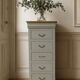 Louis-Philippe style chiffonnier in grey-green, wooden top.