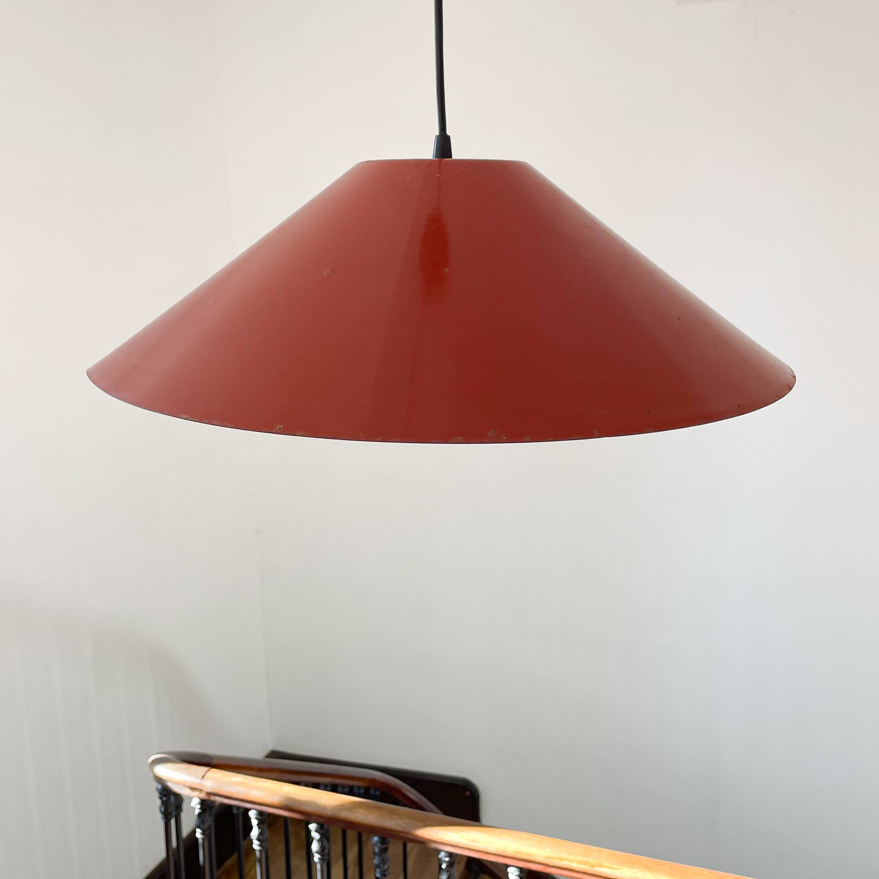 Suspension vintage en métal terracotta