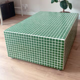 Green mosaic tile table and cream joint