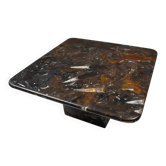 Petite table basse fossilisée vintage, années 1970.