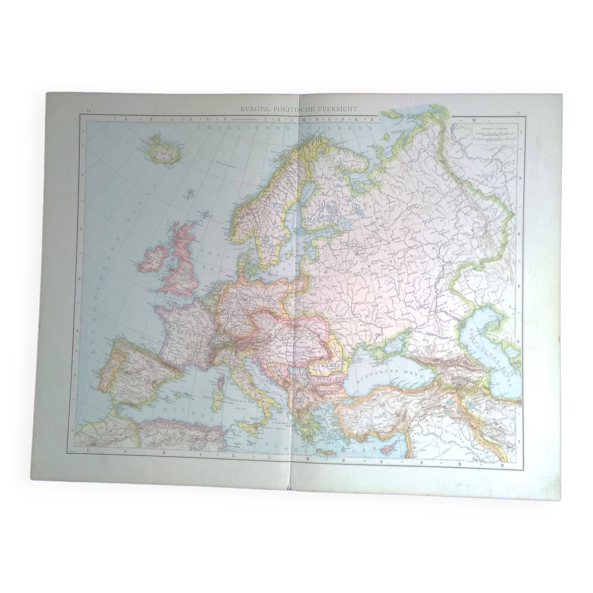 A geographical map from Atlas Richard Andrees year 1887 Europe Europa