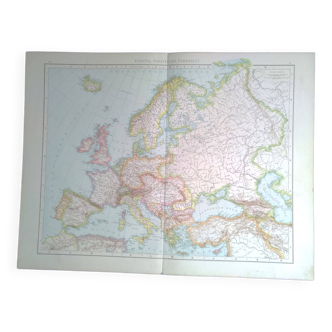 Une carte géographique issue Atlas Richard Andrees année 1887 Europe Europa