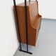 Vintage modular secretary bookshelf in teak and metal.