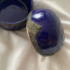 Ceramic pot and bronze blue flower old