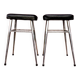 Pair of vintage stools in black faux leather and chrome steel – 1960s-1970s