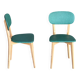 Paire de chaises vintage skaï vert pieds compas