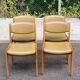 4 Baumann Scandinavian chairs, solid wood and beige leather, 1960
