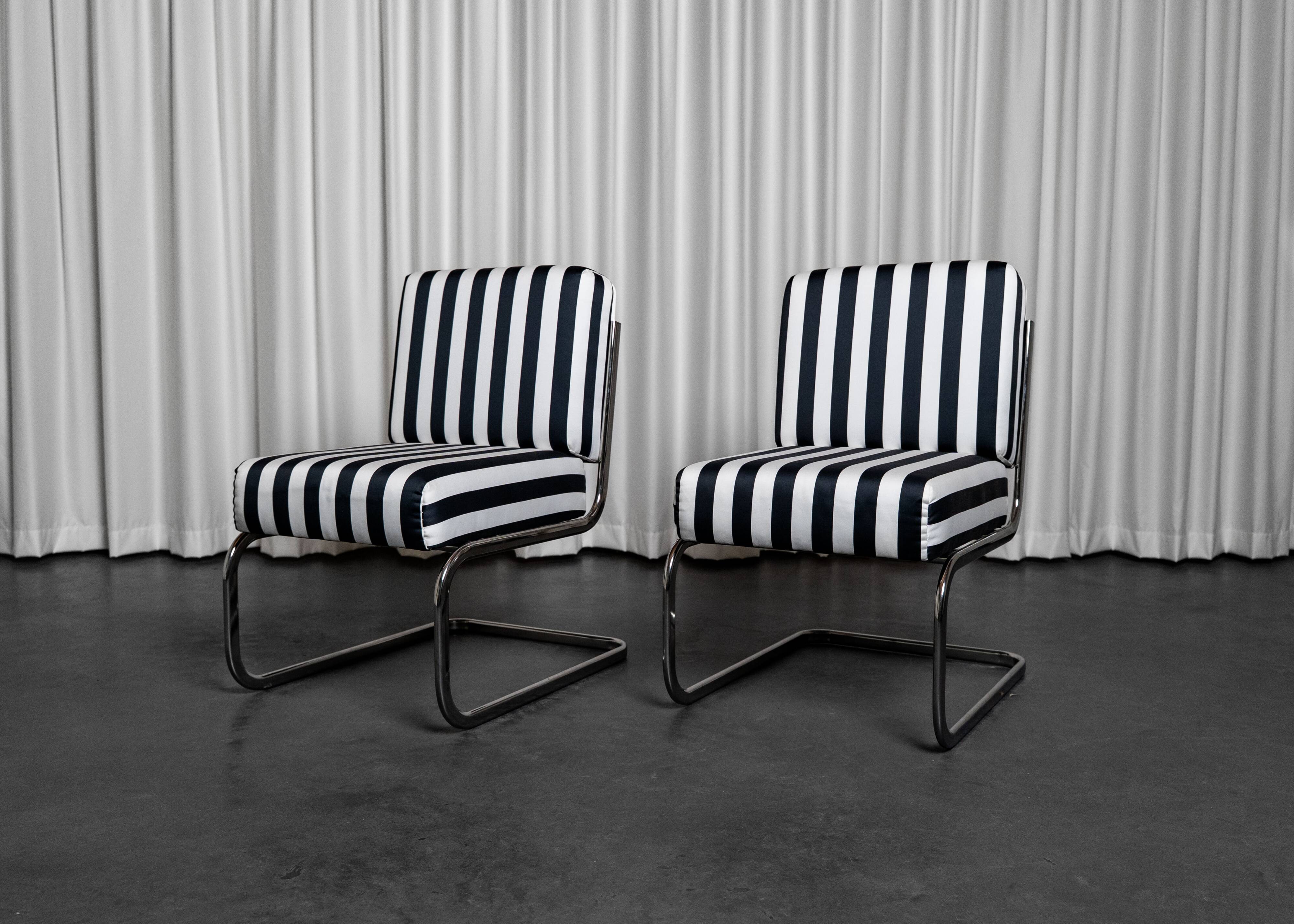 Pair of Seventies stripe armchairs