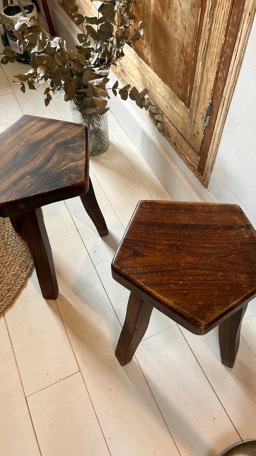 Pair of vintage stools by Olavi Hänninen – Solid oak – 1950s