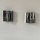 Pair of vintage chrome metal wall lights, France 1970
