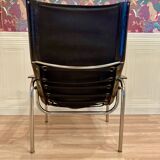 Black leather and chrome reclining armchair designed by "Hans Eichenberger" 1960.