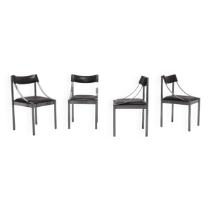 Ensemble de 4 chaises - cuir chrome