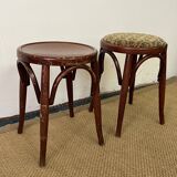 Pair of low vintage “Thonet” style bentwood stools