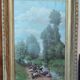 Ancienne Toile Peinture À L Huile/Scène De Vie /Les lavandières/Signée M.Merlin