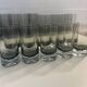Set of black smoked glasses with large bubbles from the 1970s.