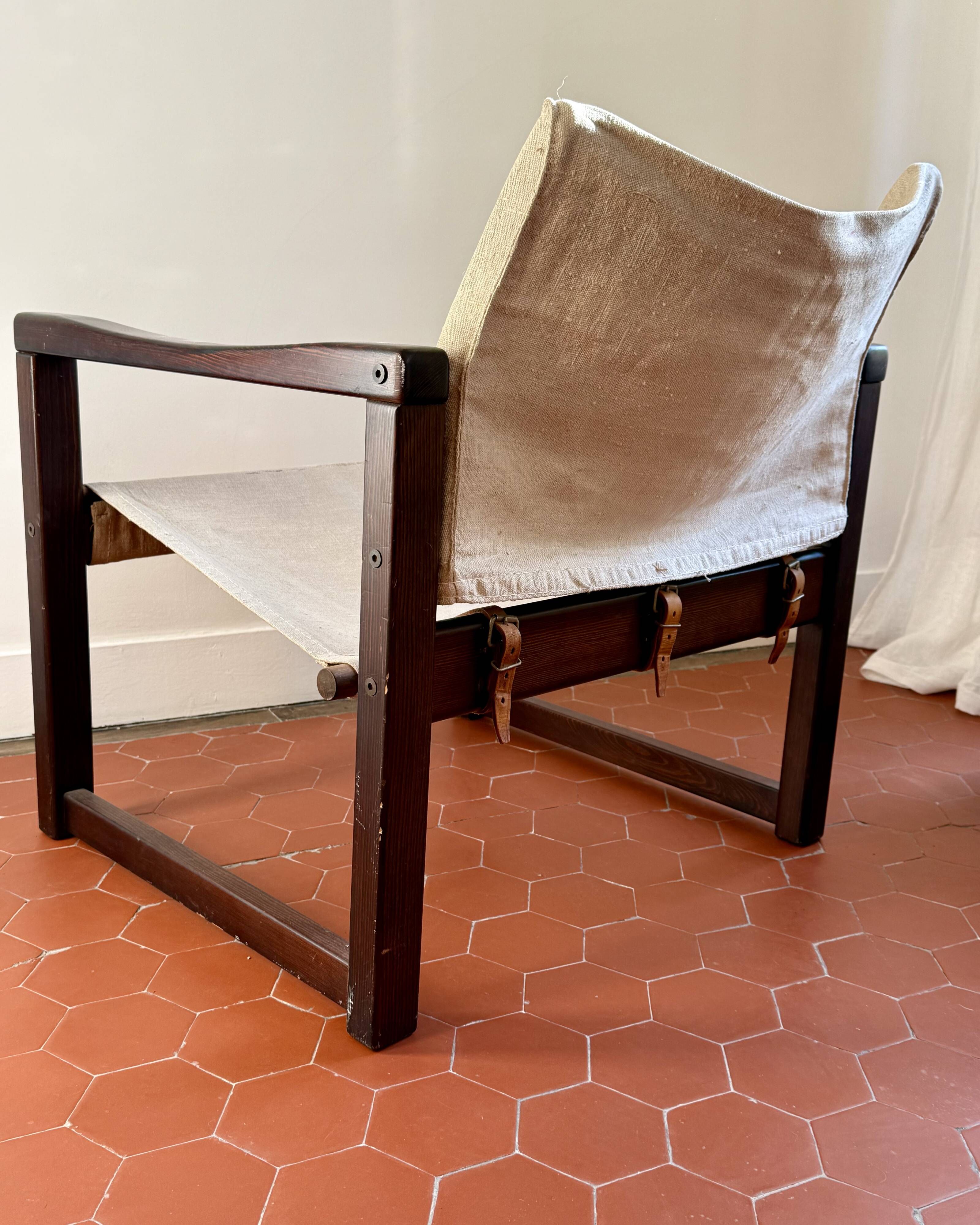 Safari armchair by Karin Mobring for IKEA 1970s in wood and canvas