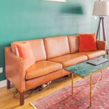 Borge Mogensen style 3-seater leather sofa