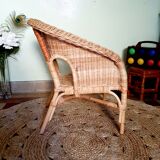 Fauteuil enfant en osier vintage