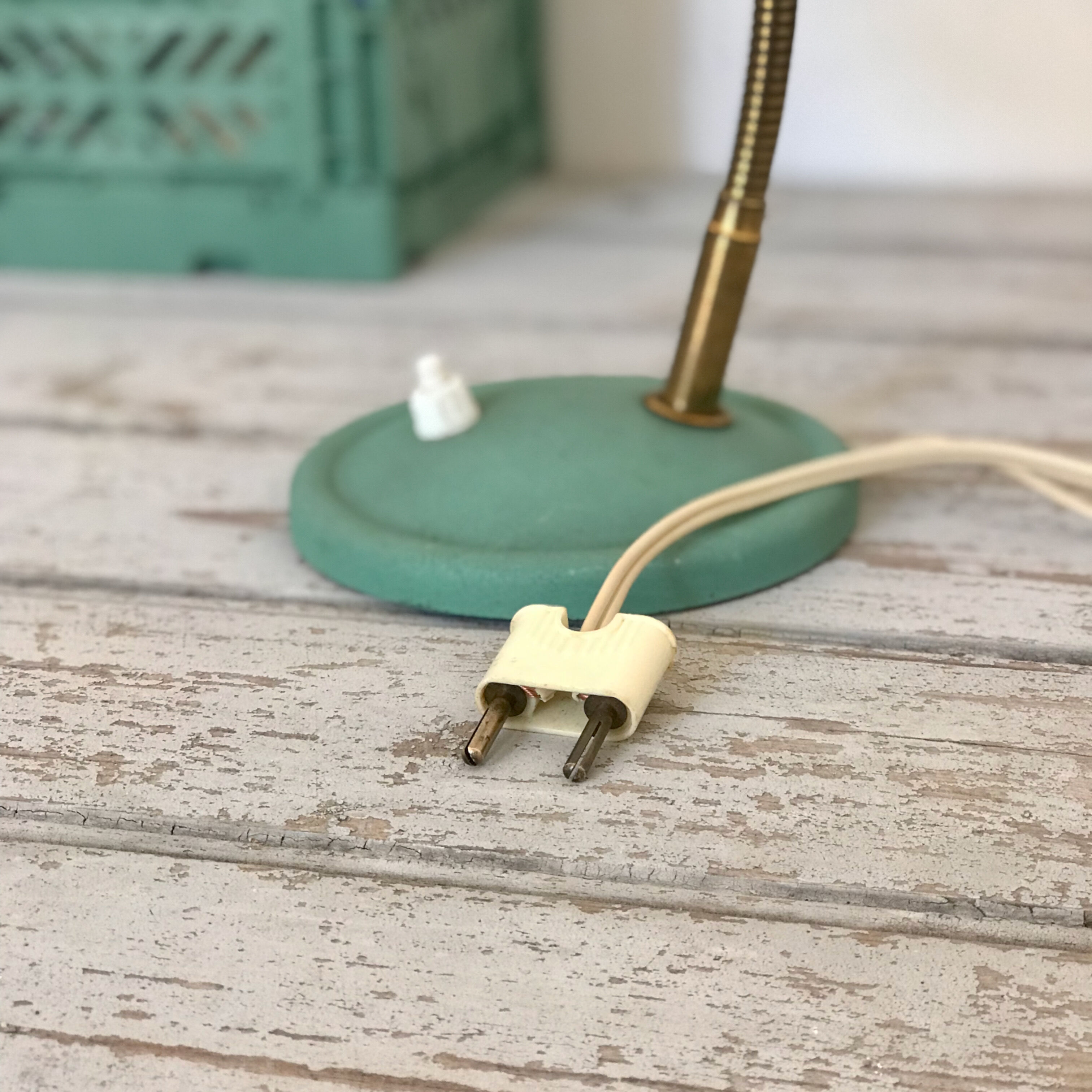 Green metal desk lamp