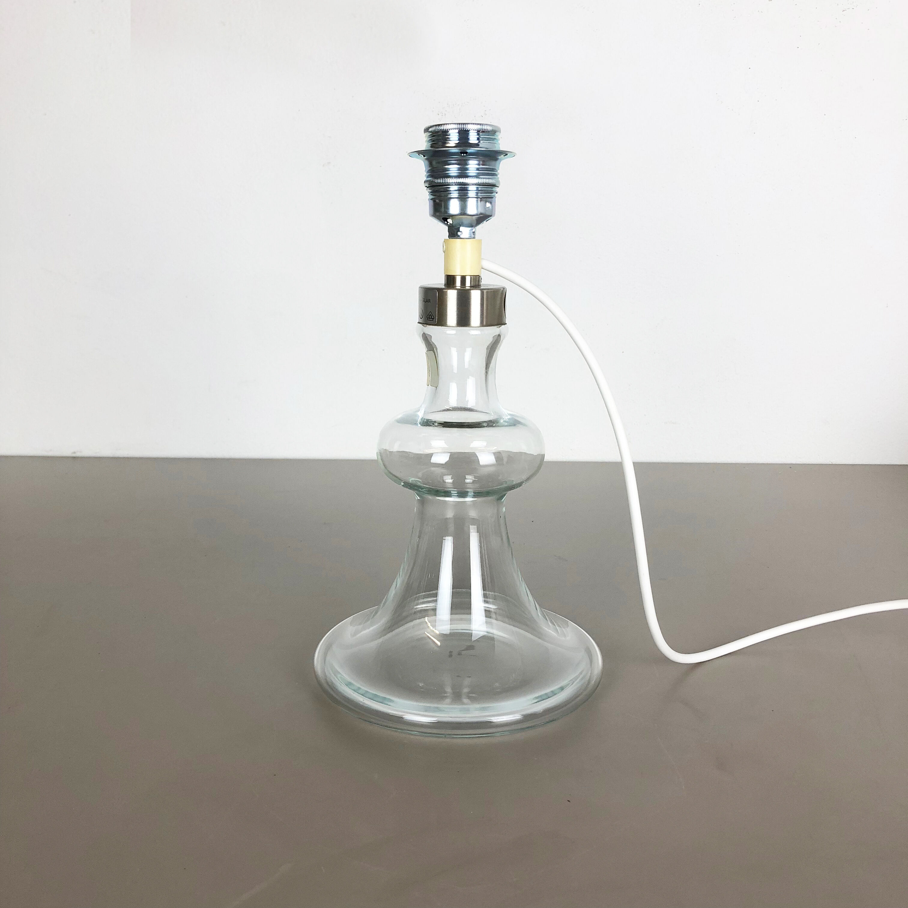 danish modern clear glass Table Light base by HOLMEGAARD, Denmark 1970s