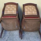 Pair of 19th-century mahogany armchairs - purple fabric