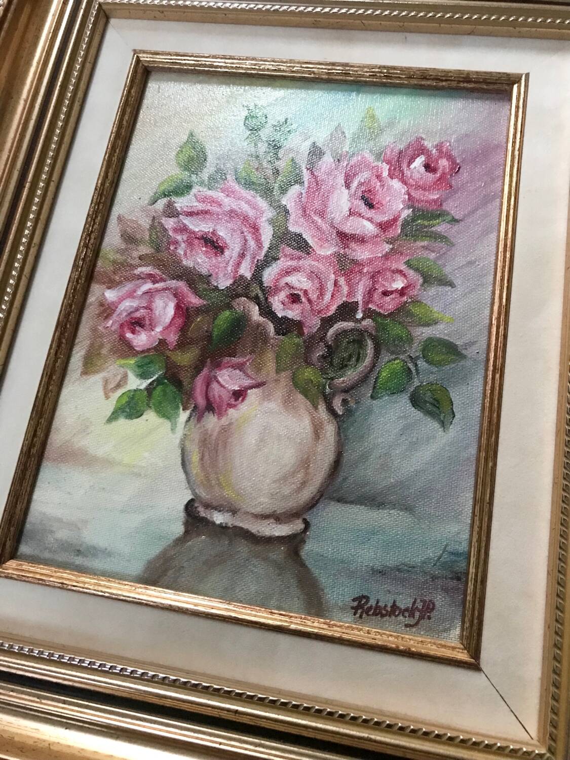 Framed canvas painting